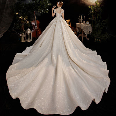 HW349 Short sleeve shinny Bridal Gowns