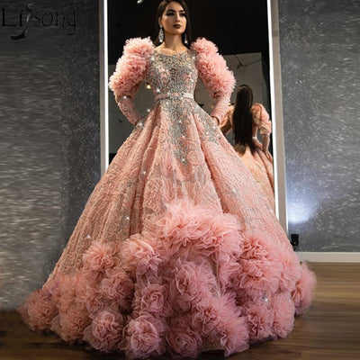 LG435 Haute Couture Stunning Beading Ruffle Tulle Pageant Gowns