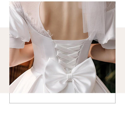CW480 Short puff sleeves simple Wedding dress