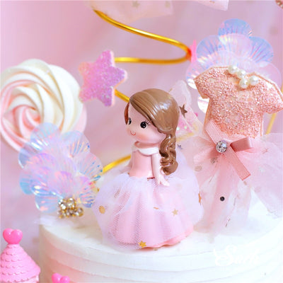 DIY323 Pink Princess Girl Cake Toppers & Decorations
