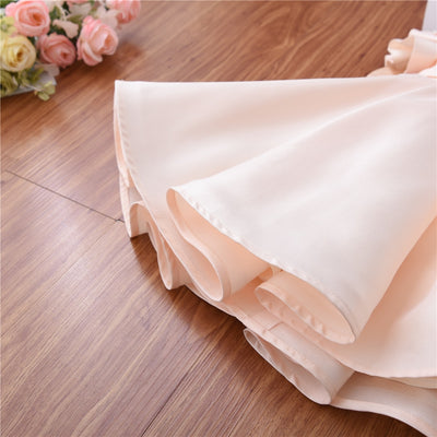 FG405 Bowknot Short Sleeve satin Kid Dresses ( 3 Colors )