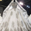 HW178 High-Neck short sleeves diamond beaded Wedding Gown