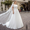 CW513  Plus Size Boat Neck Short Sleeve Wedding Dress