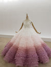 CG151 Real Photo 3D flowers top ruffle Ball gowns