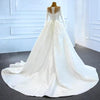 HW289 Real Picture Classy satin pearls beaded Wedding gown with overskirt