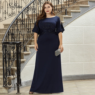 PP300 Plus Size navy blue mermaid Evening Dress