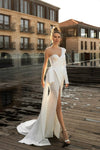 CW501 Glitter Sequin Soft Satin Beach Bridal Dress