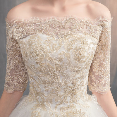 CW396 Real Photo cheap off the shoulder half sleeves Wedding dress