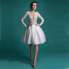SS114 Lace Knee Length Illusion Back Wedding Gown
