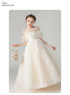 FG382 Champagne feathers First communion dress