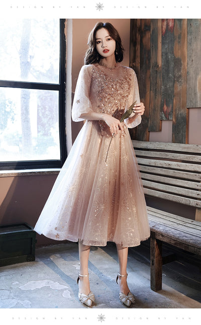 BH254 : 2 Styles Korean sequined Homecoming Dress