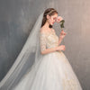 CW325 Off The Shoulder Half Sleeve gold embroidery Wedding Dress