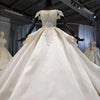HW399 Real picture Luxurious Boat Neck beading Satin Wedding Gowns