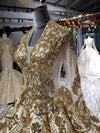 CG161 Real Picture Luxury Gold sequin beading Ball Gown