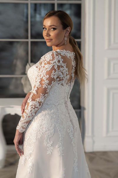 CW504 Plus size deep v-neck A-line Wedding Dresses