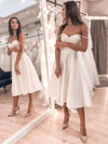 SS152 Minimalist satin Tea Length wedding dress