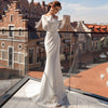 CW530 Minimalist One shoulder long sleeve Wedding dress