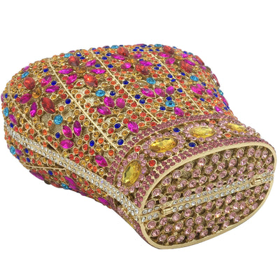 Cb274 Multicoloured Crown Shape Crystal Clutch Purses