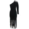 MX287 Black One Shoulder Tassel Bodycon Party Dresses