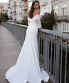CW528 Off the shoulder fuff sleeves Satin Mermaid Wedding Dress