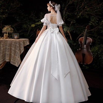 CW480 Short puff sleeves simple Wedding dress