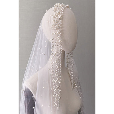 BV69 Pearl Beading Bridal Veils