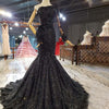 LG345 Real Photo : Luxurious crystal beading black Pageant Gown