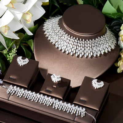 BJ516 : 4Pcs Luxury Diamond Bridal Jewelry sets