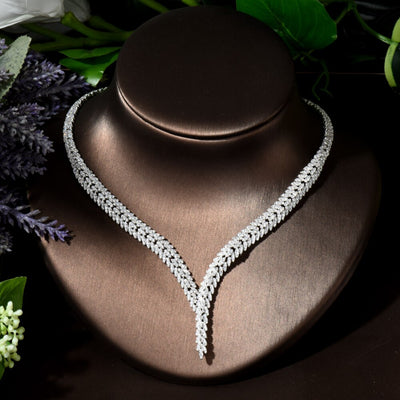 BJ528 : 5pcs Diamond Wedding Jewelry Sets (Necklace+Earrings+Ring+Bracelet)
