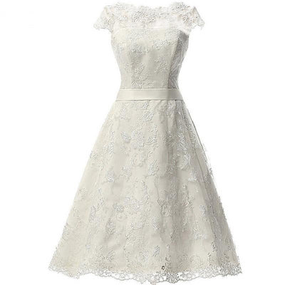 SS54 Cheap Cap Sleeve lace short wedding dress