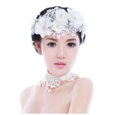 BJ33 Korean Style  Lace Big Flowers Bridal Hair Jewelry