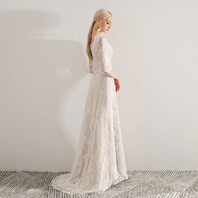 CW46 Bohemian Half Sleeves Wedding Dresses