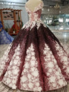 CG112 Swollen shiny 3D flower Evening Gown