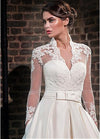 CW267 Elegant long sleeve satin Wedding Dress with jacket