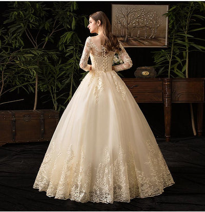 CW255 Vintage cheap full Sleeve Lace Bridal Gown