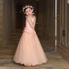 MM18 Light orange Mommy and Me Evening Gowns
