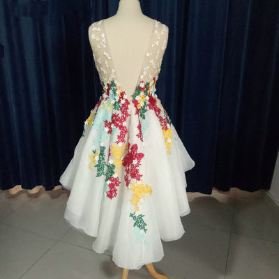 LG30 Plus size Lace Appliques 3D Flowers Prom Dresses