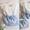 FG186 Set of Newborn Top+Denim Strap skirt