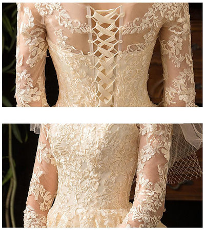 CW255 Vintage cheap full Sleeve Lace Bridal Gown