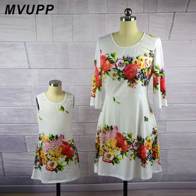 mother daughter dresses 2018 family, mother & kids  look Half Sleeve A-Line Knee-length dresses