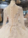 Hw359 Real pictures handmade high neck long sleeve beaded Bridal Gowns