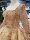 CG210 Real picture Golden beading wedding gown