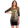 MX25 Black Gold Sequin Party Club Dress