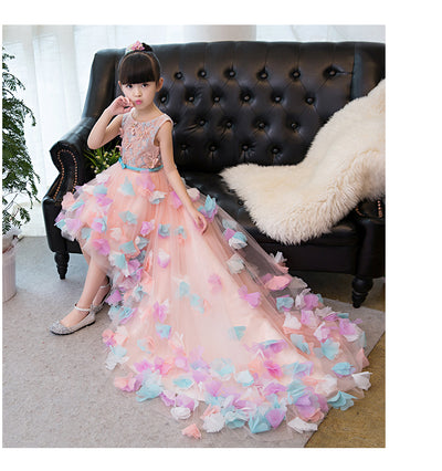 FG79 Elegant 3d flowers beaded Princess girl dress