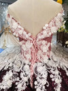CG112 Swollen shiny 3D flower Evening Gown