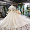 HW70 Luxury off the shoulder puffy long sleeves shiny Bridal gowns