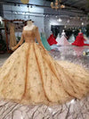 CG210 Real picture Golden beading wedding gown