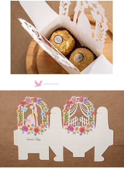 DIY217 : 50Pcs/Lot Bride & Groom paper candy boxes