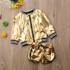 FG152 Set of cool girl metallic Jacket +Short Pant