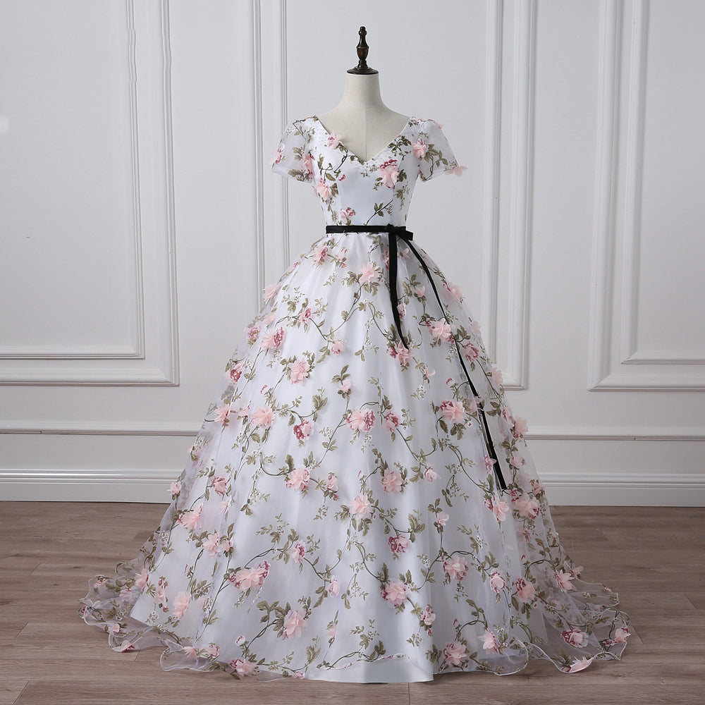 CG190 Real Pictures 3D Floral Wedding Gown - Nirvanafourteen